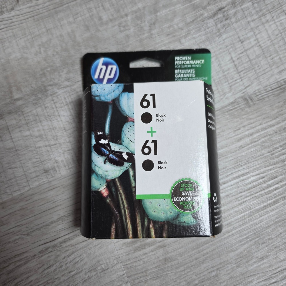 HP Ink Cartridges 61 Black Twin Pack 2-Count CR311WN Sealed Expired 2019
